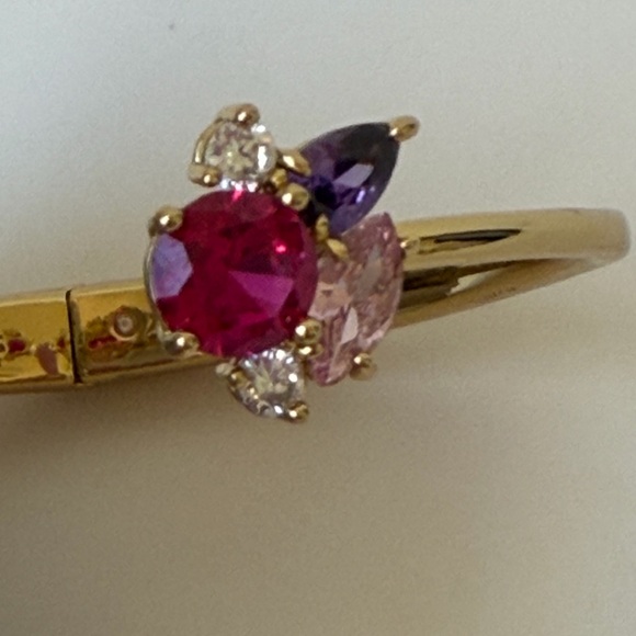 Kate Spade Gem Cluster Hinged Cuff Bangle Bracelet - MISSING ONE STONE - Picture 4 of 10